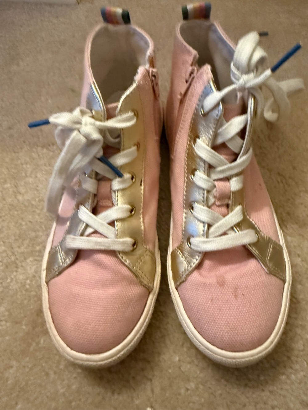 Size 35 Mini Boden Canvas High Top Sneakers in Boto Pink